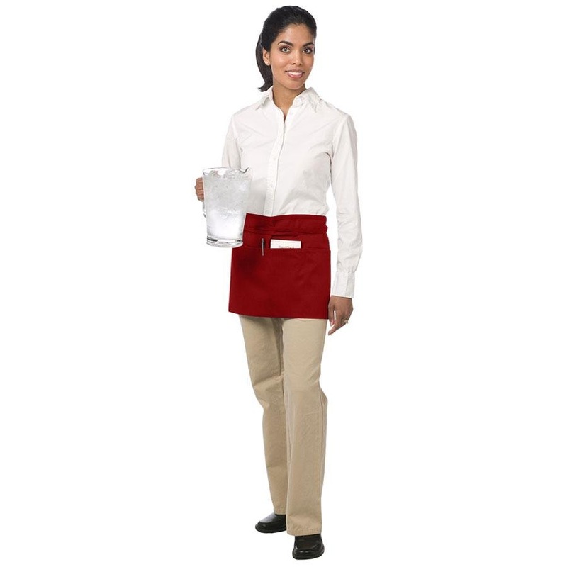 Chef Revival 605WAFH-RD Front-of-the-House Waist Apron with 3 Pockets 12"L x 24"W - Red