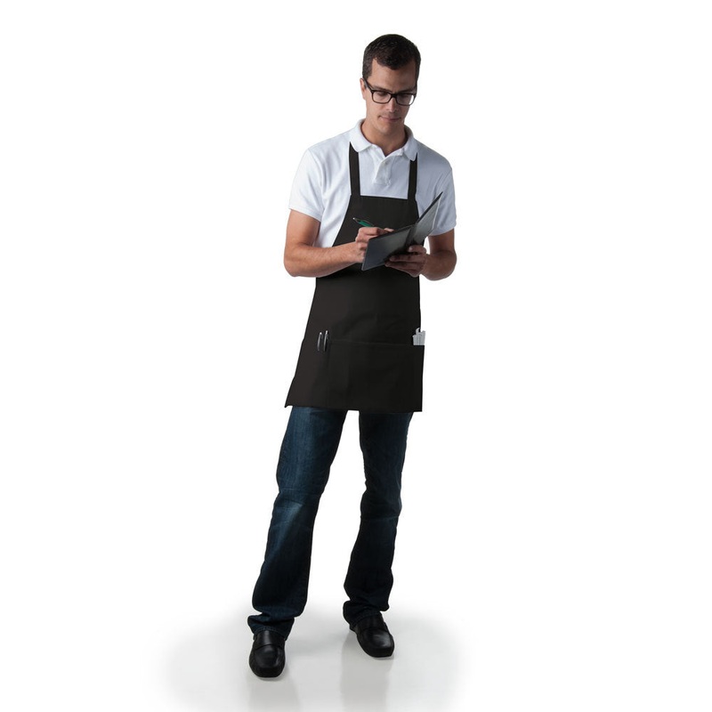 Chef Revival 612BAFH-BK Bib Apron with 3 Pockets 27"L x 28"W - Black