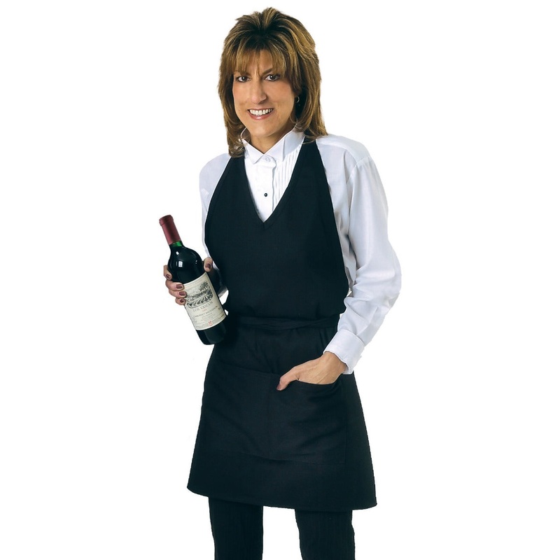 Chef Revival VNA3840-BK Tuxedo V-Neck Apron with 2 Pockets 28" x 32" - Black