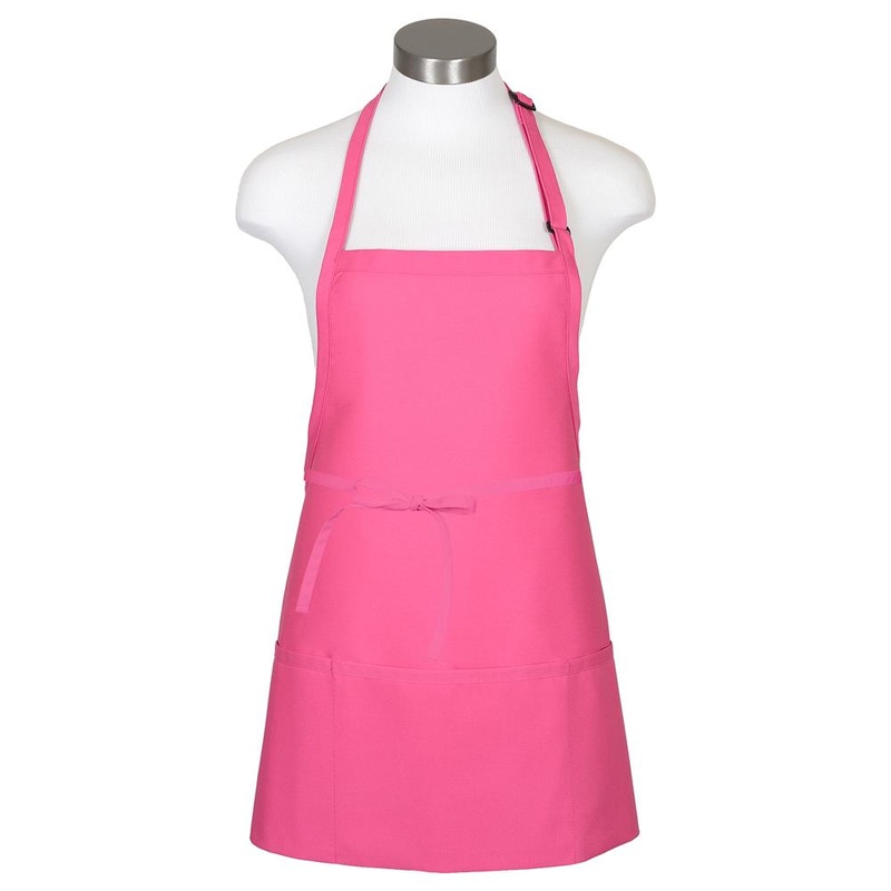 Fame Fabrics F10-82316 Bib Apron with 3 Divisional Pockets 28"W x 24"L - Raspberry