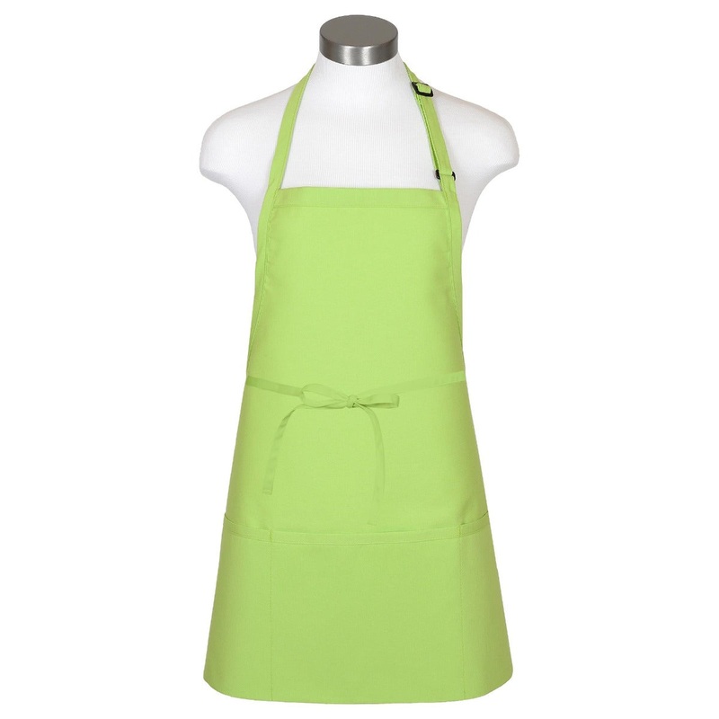 Fame Fabrics F10-82611 Bib Apron with 3 Divisional Pockets 28"W x 24"L - Lime