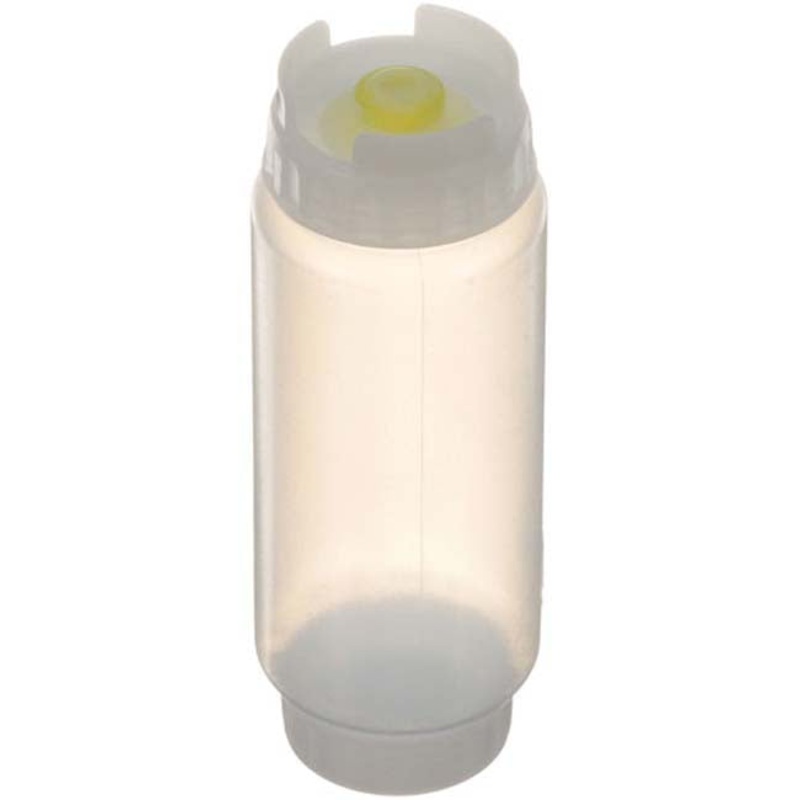 FMP 280-1802 Multi-Purpose Double-Ended FIFO Squeeze Bottle with (1) Label Cap & (1) Dispensing Cap - 12 oz. - Wide Mouth