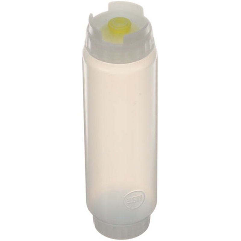 FMP 280-1805 Multi-Purpose Double-Ended FIFO Squeeze Bottle with (1) Label Cap & (1) Dispensing Cap - 16 oz. - Wide Mouth