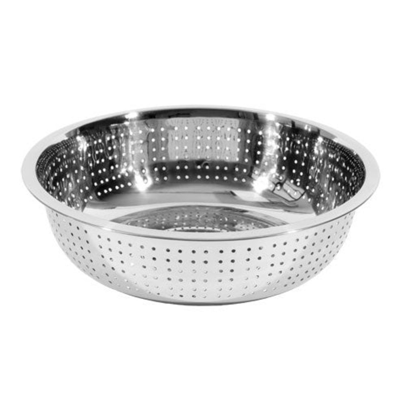 Town 31813 Large Hole Stainless Steel Chinese Style Colander 13-1/2" with Wide Rim & Button Feet