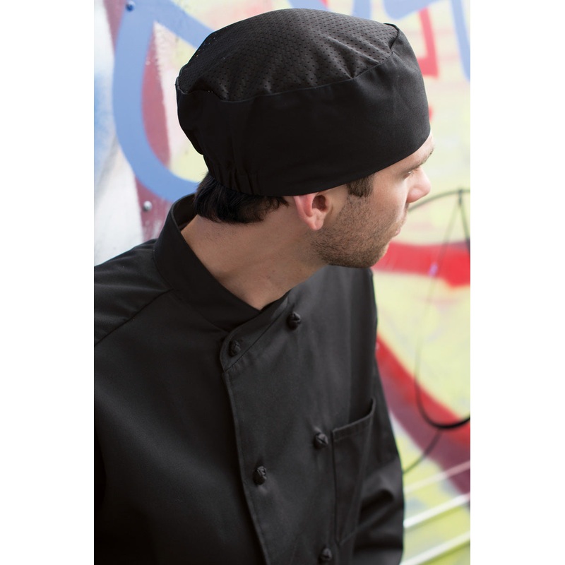 Uncommon Threads 0157C-0100 Chef Beanie with Kool Mesh - Black / One Size