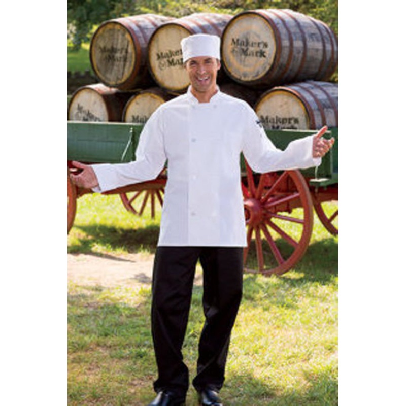 Uncommon Threads 0400-2504 Unisex Long Sleeve Double-Breasted Chef Coat with Pearl Buttons - White / Large