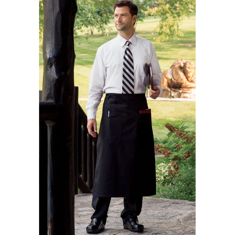 Uncommon Threads 3053-0100 Bistro Apron with 2 Side Pockets 33"L x 28"W - Black