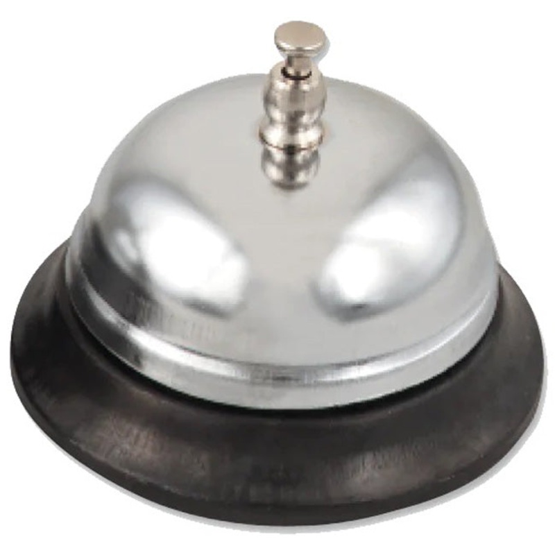 Browne 715 Nickel-Plated Round Call Bell with Metal Base 3"