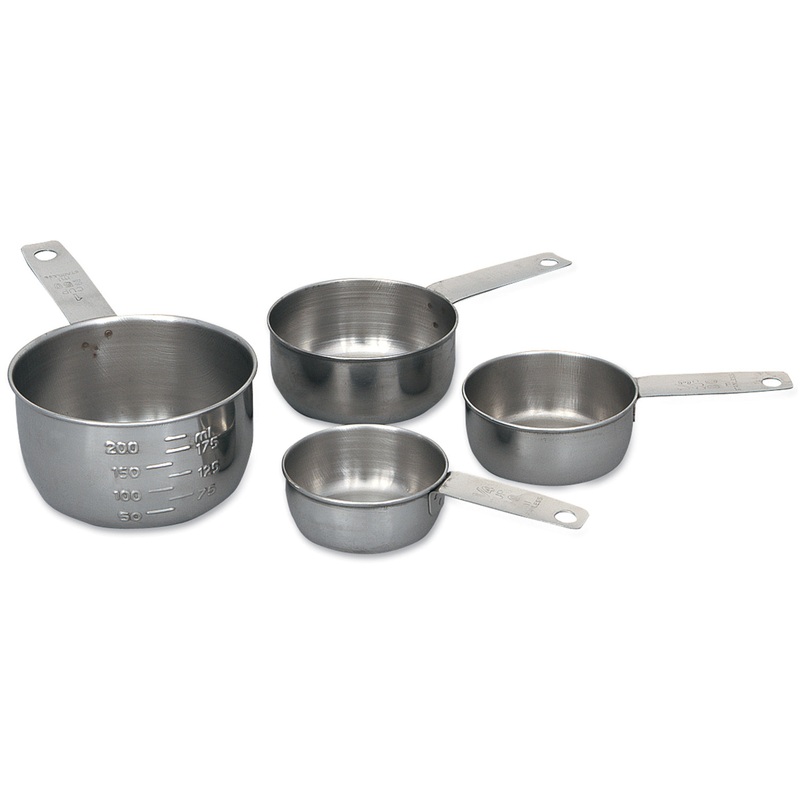 Browne 746107 4-Piece Stainless Steel Graduated Measuring Cup Set