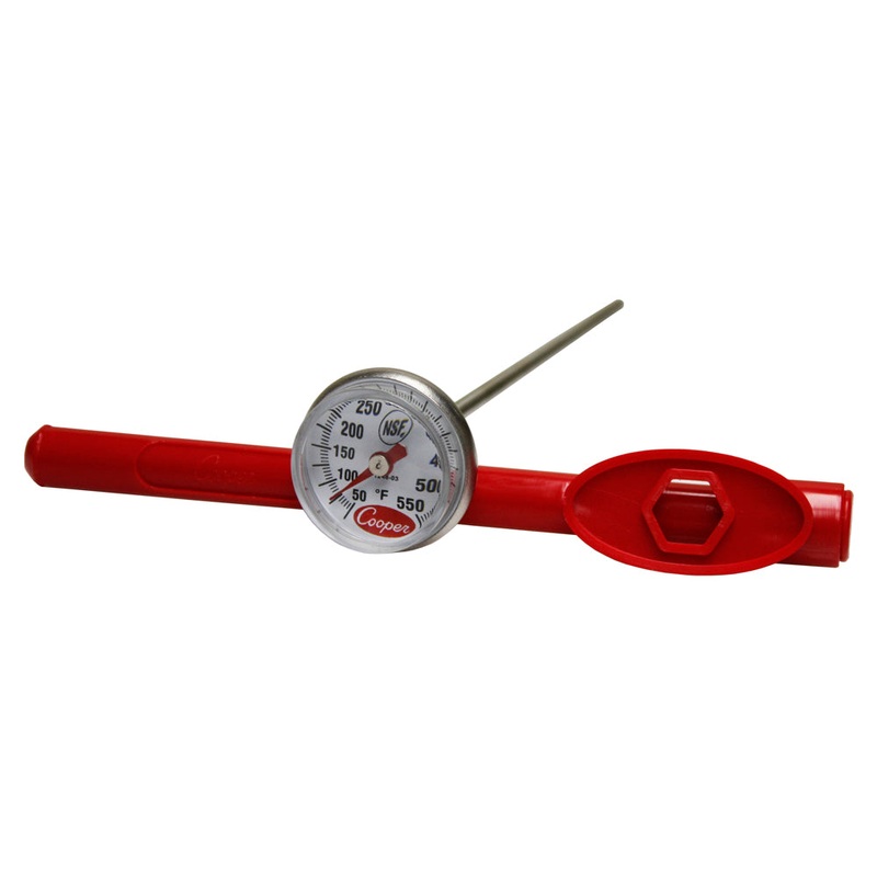 Cooper-Atkins 1246-03-1 Bi-metal Insertion Pocket Test Thermometer with 1"dia. Dial & 5" Stem - (-50 to 500 Deg. F)