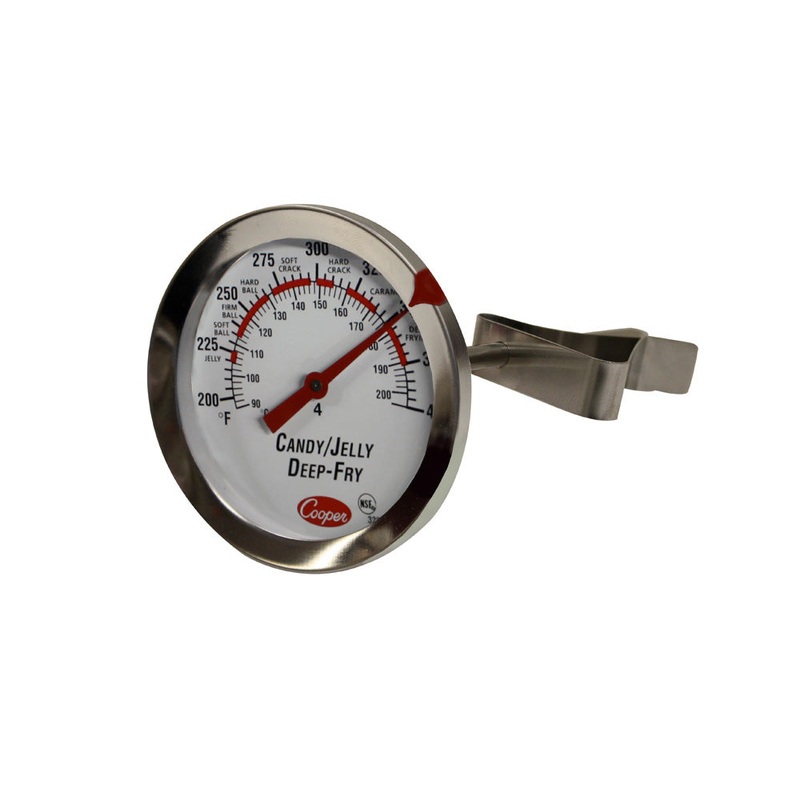 Cooper-Atkins 322-01-1 Bi-metal Candy / Deep Fry / Jelly Thermometer with 2-1/2"dia. Dial & 6" Stem - (200 to 400 deg. F)