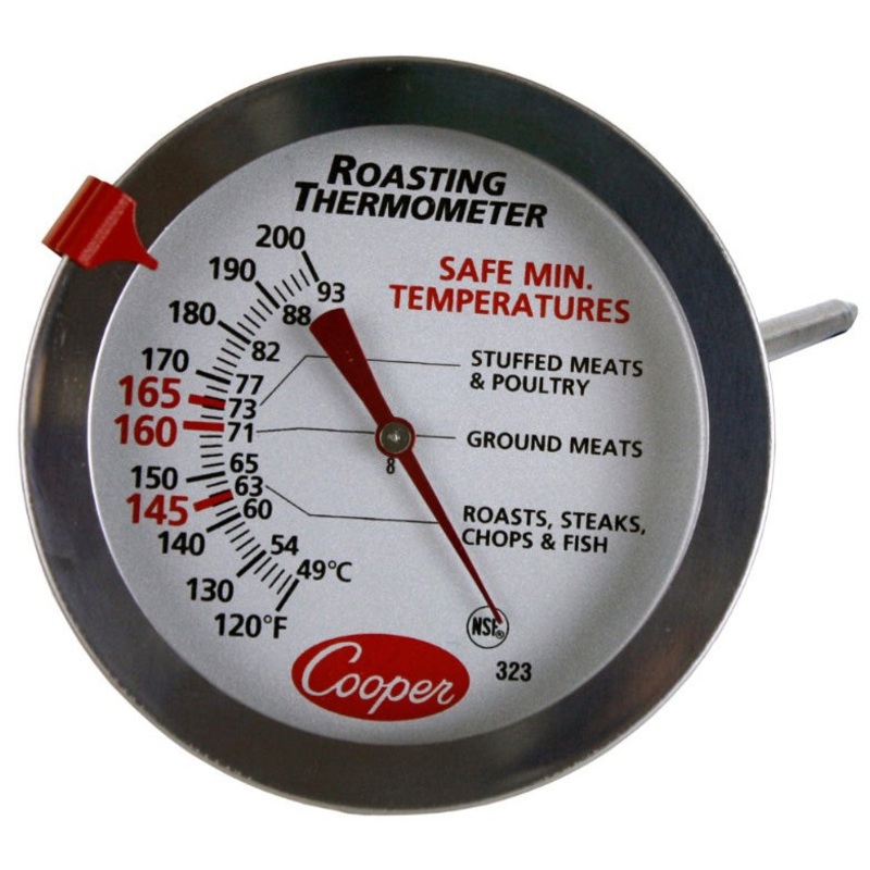 Cooper-Atkins 323-0-1 Bi-metal Insertion Meat / Roasting Thermometer with 2-1/2"dia. Dial & 6" Stem - (120 to 190 Deg. F)