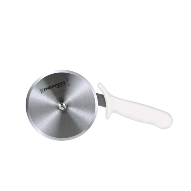 Dexter Russell P177A-5PCP SANI-SAFE 5" Pizza Cutter w/ White Plastic Handle, Carbon Steel - 6ea/Case