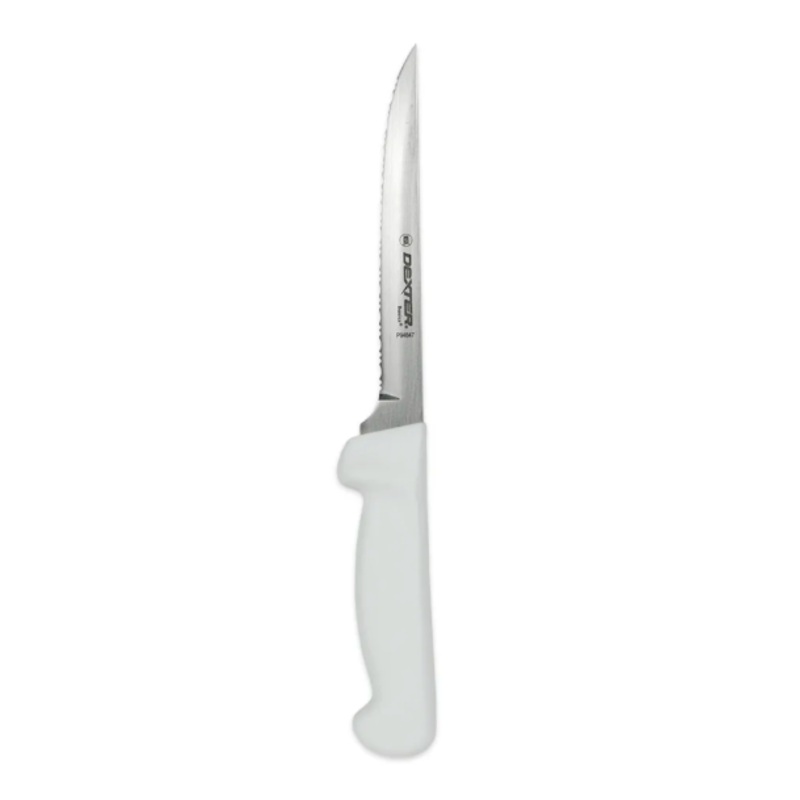 Dexter Russell P94847 6" Utility Knife w/ Polypropylene White Handle, Carbon Steel - 6ea/Case