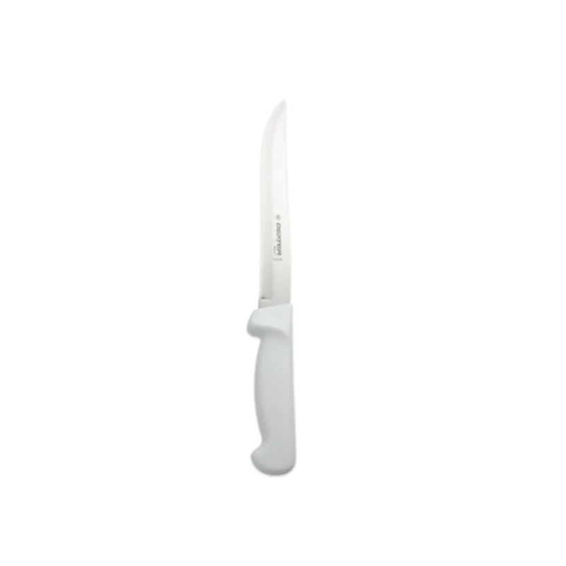 Dexter Russell P94848 8" Utility Knife w/ Polypropylene White Handle, Carbon Steel - 6ea/Case