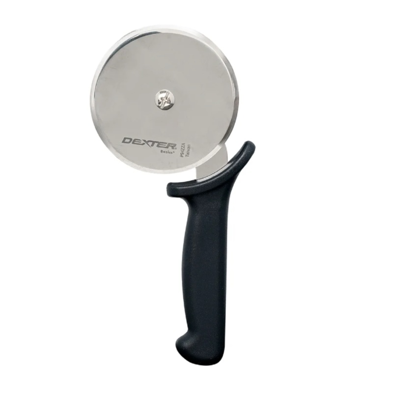 Dexter Russell P94ZZA-4 4" Pizza Cutter w/ Black Plastic Handle, Carbon Steel - 12ea/Case