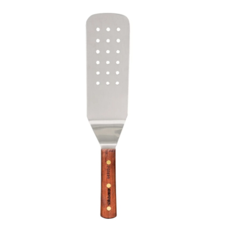 Dexter Russell PS8698 8"x3" Perforated Turner w/ Rosewood Handle, Stainless Steel - 6ea/Case
