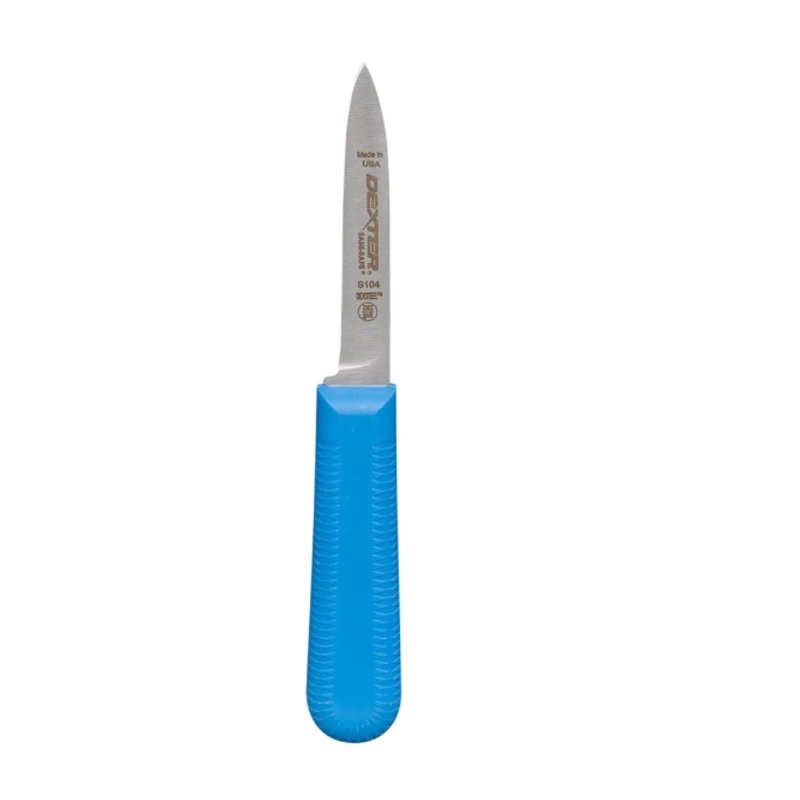 Dexter Russell S104C-PCP SANI-SAFE 3 1/4" Paring Knife Set w/ Polypropylene Blue Handle, Carbon Steel - 12ea/Case