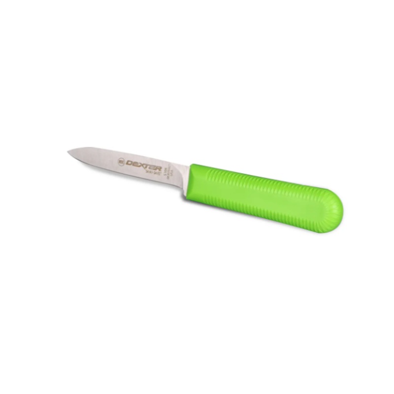 Dexter Russell S104G-PCP SANI-SAFE 3 1/4" Paring Knife Set w/ Polypropylene Green Handle, Carbon Steel - 12ea/Case