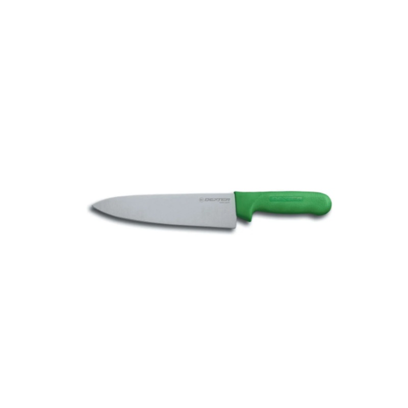 Dexter Russell S145-8G-PCP SANI-SAFE 8" Chef's Knife w/ Polypropylene Green Handle, Carbon Steel - 6ea/Case