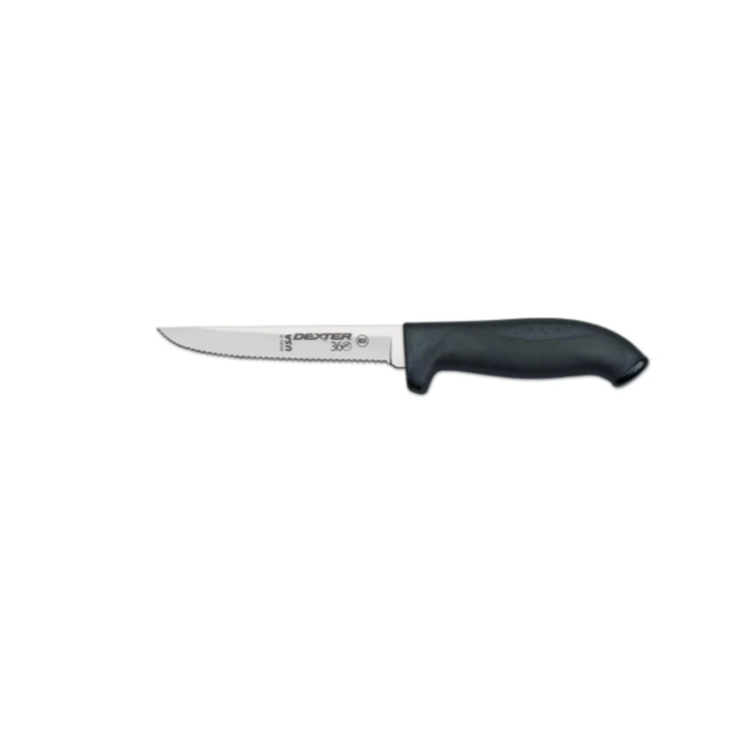Dexter Russell S360-5SC-PCP 5" Stamped Utility Knife w/ Scalloped Edge, Carbon Steel - 6ea/Case