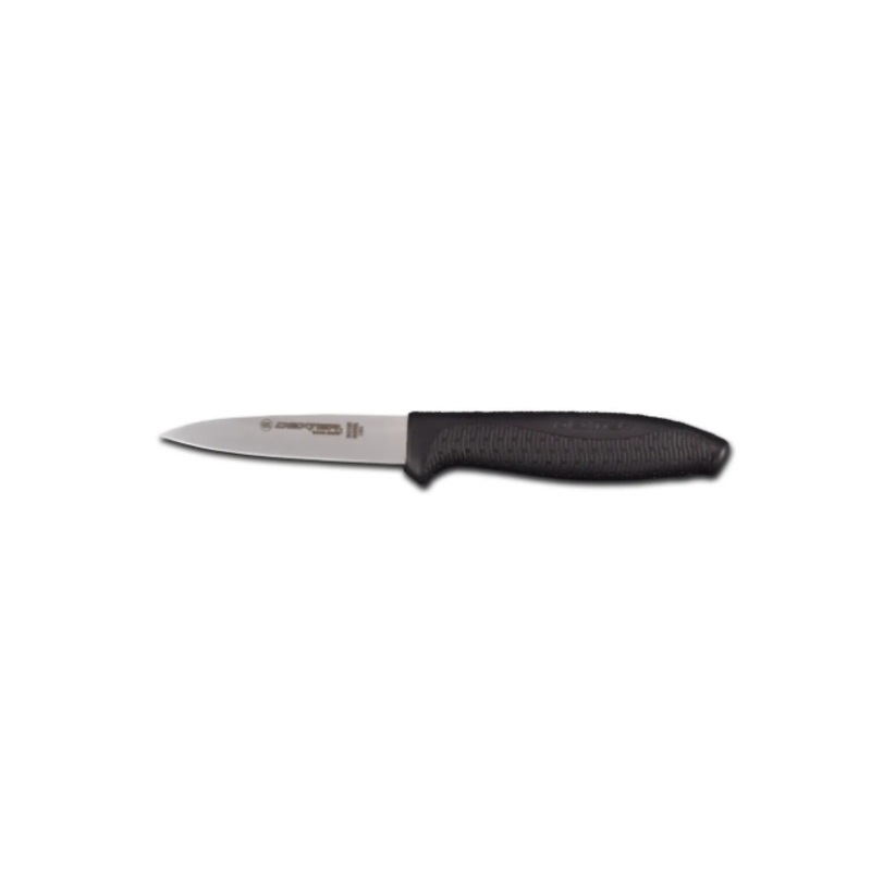 Dexter Russell SG105B-PCP 3 1/2" Paring Knife w/ Soft Black Rubber Handle, Carbon Steel - 12ea/Case