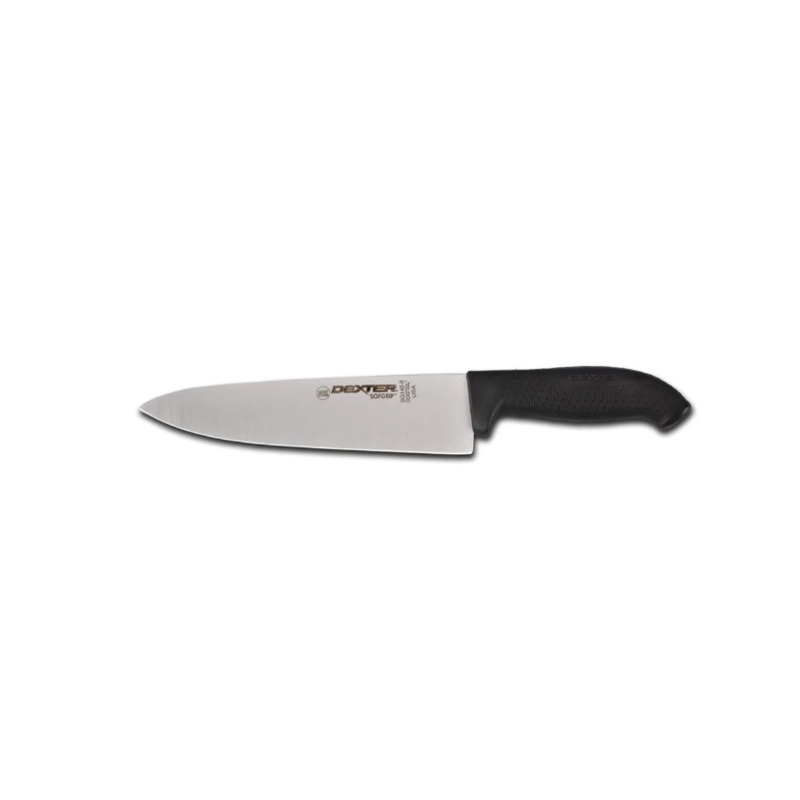 Dexter Russell SG145-8B-PCP 8" Chef's Knife w/ Soft Black Rubber Handle, Carbon Steel - 6ea/Case