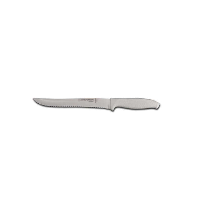 Dexter Russell SG158SC-PCP 8" Utility Slicer w/ Soft White Rubber Handle, Carbon Steel - 6ea/Case