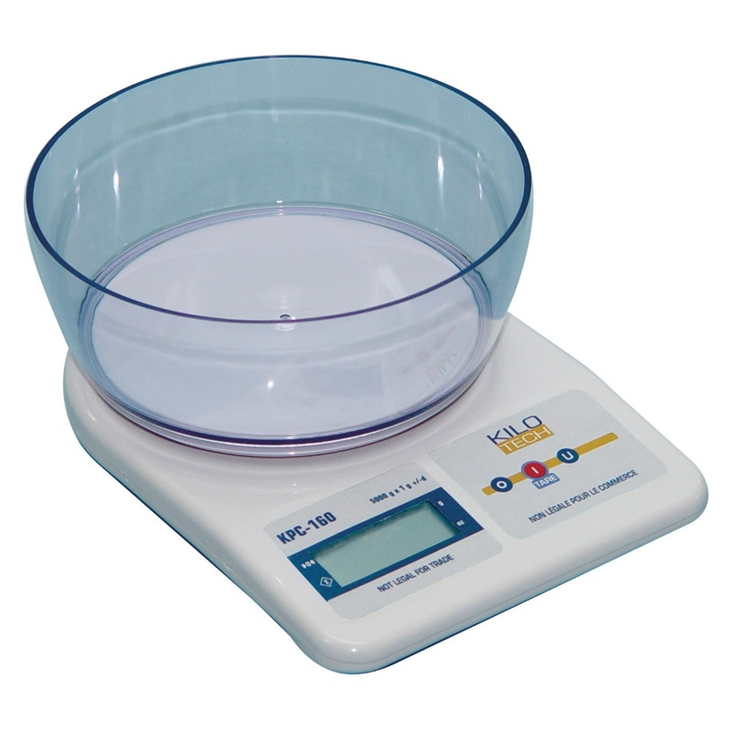 Kilotech KPC160 851165 Legal for Trade Portable Electronic Digital Portion Control Scale with Removeable Clear Plastic Bowl - 180 oz. x .1 oz.