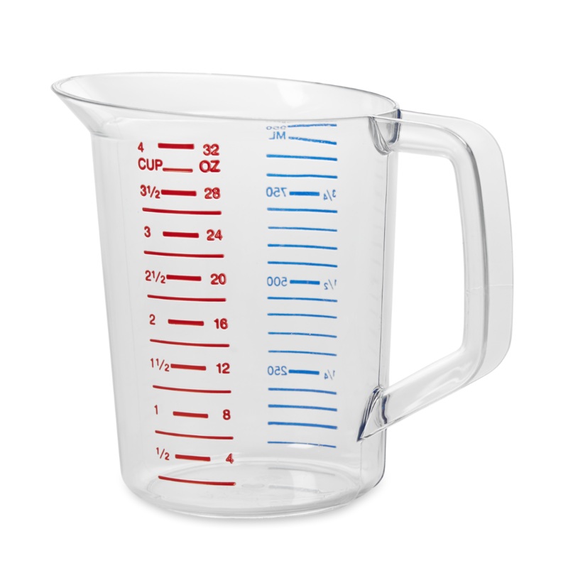 Rubbermaid FG321600CLR Bouncer Polycarbonate Plastic Measuring Cup - 1 Qt. - Clear