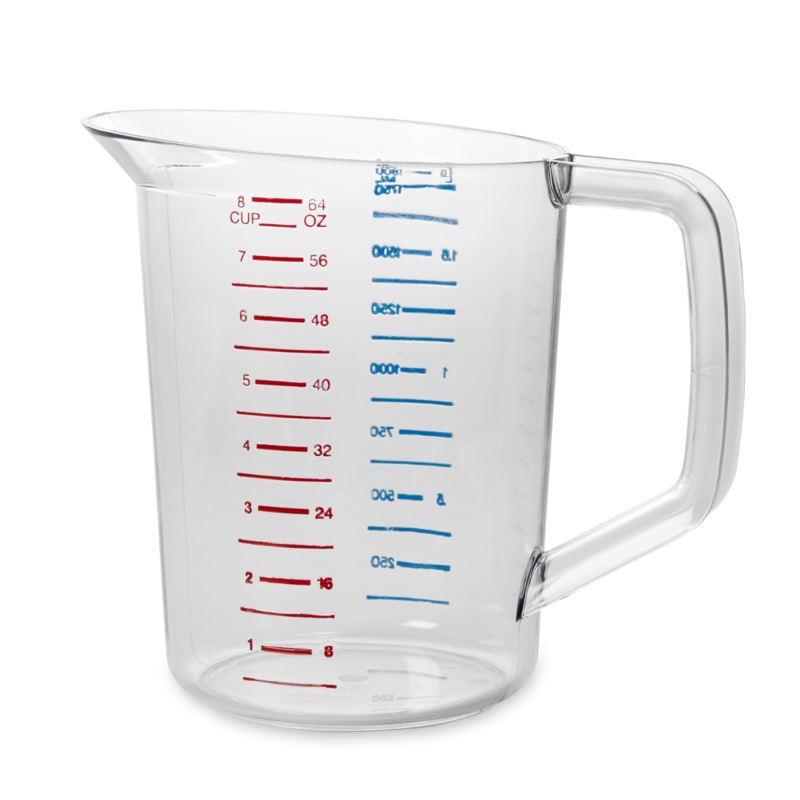 Rubbermaid FG321700CLR Bouncer Polycarbonate Plastic Measuring Cup - 2 Qt. - Clear