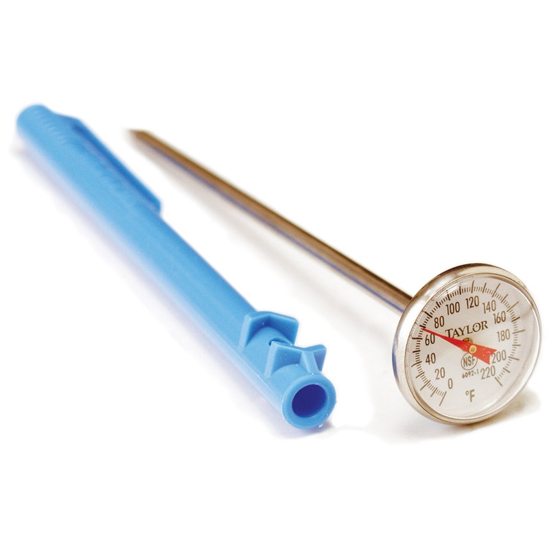 Taylor 6092N Instant Read 1" Dial Pocket Thermometer with 5" Stem - Blue - (0 to 220 Deg. F)