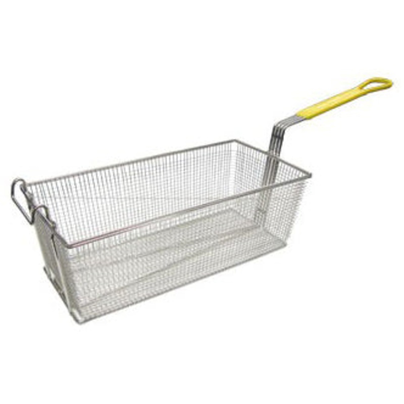 Adcraft FBR-16834 Fry Basket with Front Hook & Yellow Handle 17"L x 8-1/4"W x 6"H