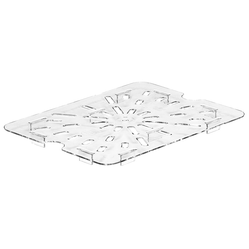 Cambro 20CWD135 Camwear Polycarbonate Food Pan Drain Tray - 1/2 Size - Clear