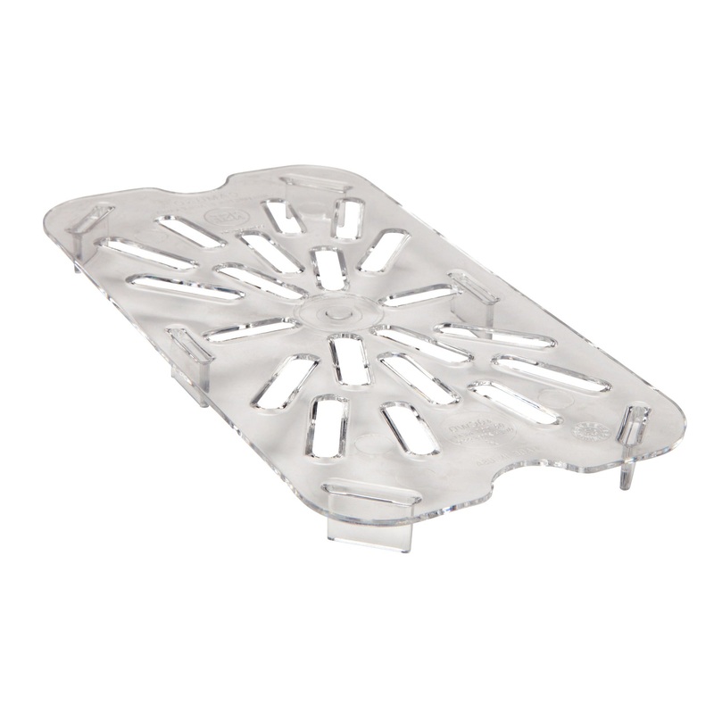 Cambro 40CWD135 Camwear Polycarbonate Food Pan Drain Tray - 1/4 Size - Clear
