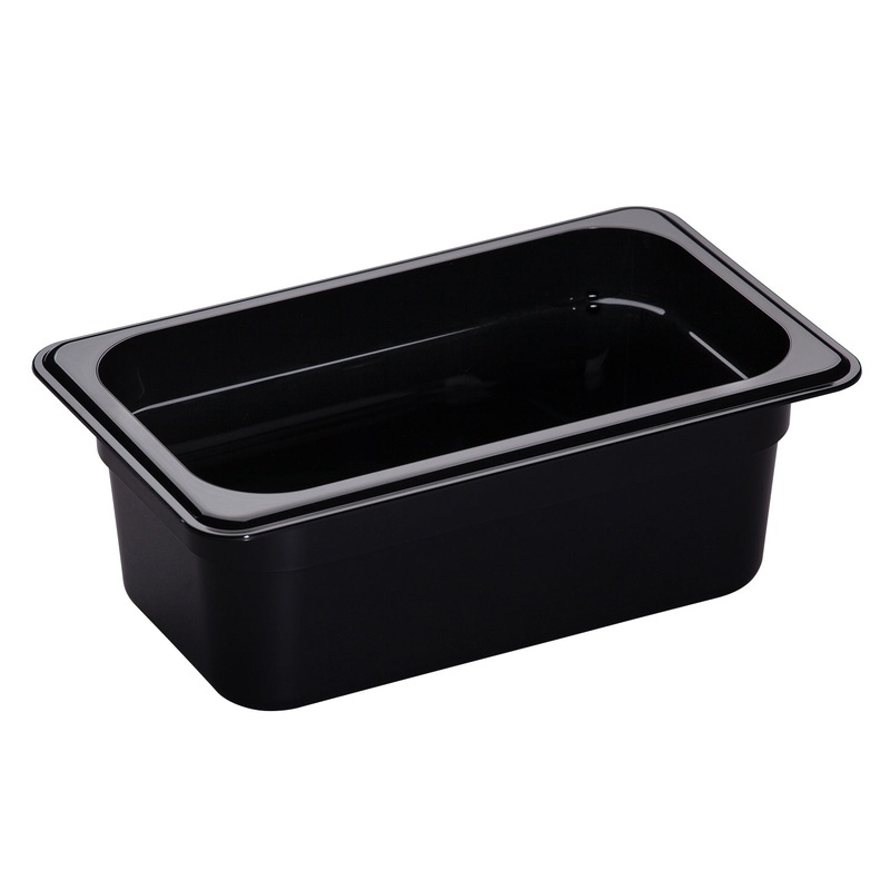 Cambro 44CW110 Camwear Polycarbonate Food Pan 4" Deep - 1/4 Size - Black