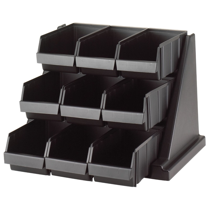 Cambro 9RS9110 Versa Condiment Organizer Rack with 9 Bins - Black