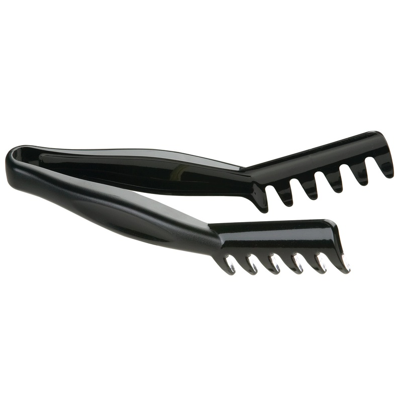 Cambro TGA8110 Lugano 1-Piece Plastic Angled Spaghetti Tongs 8-1/4" - Black