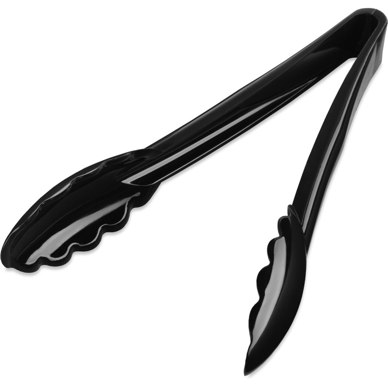 Carlisle 470903 Carly 1-Piece Plastic Scalloped Utility Tongs 9" - Black