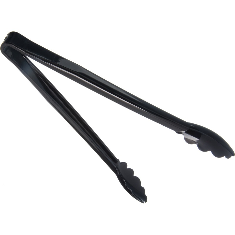 Carlisle 471203 Carly 1-Piece Plastic Scalloped Utility Tongs 12" - Black