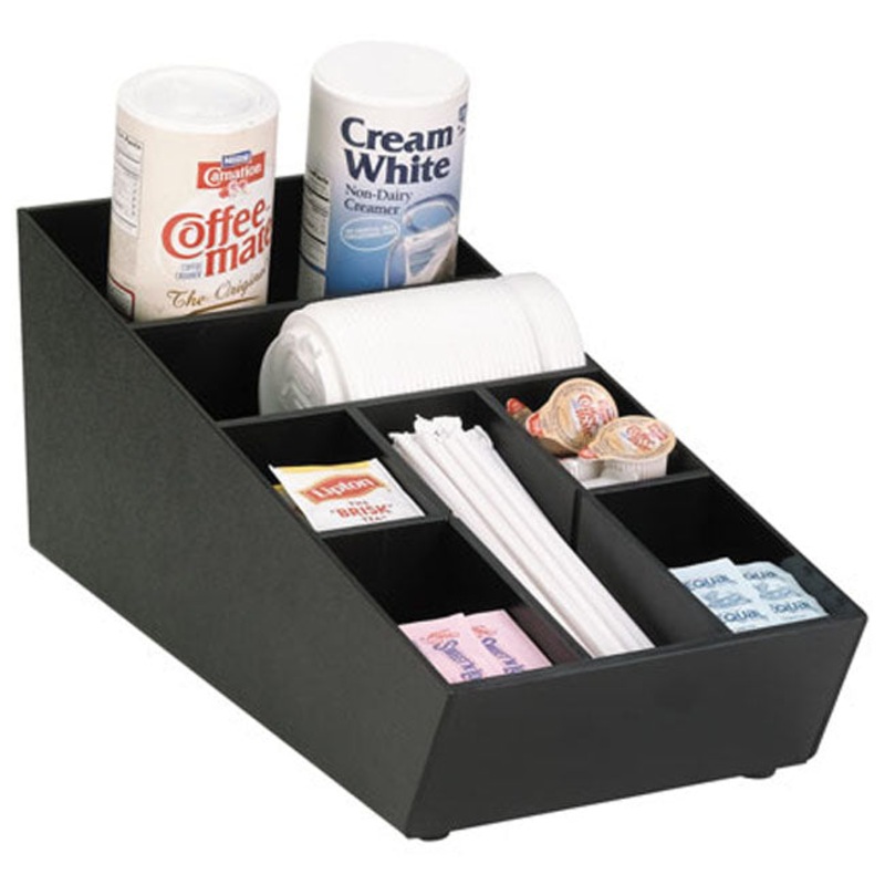 Dispense-Rite NLO-STK-1BT Countertop Narrow Stackable Lid, Straw, & Condiment Organizer - Black