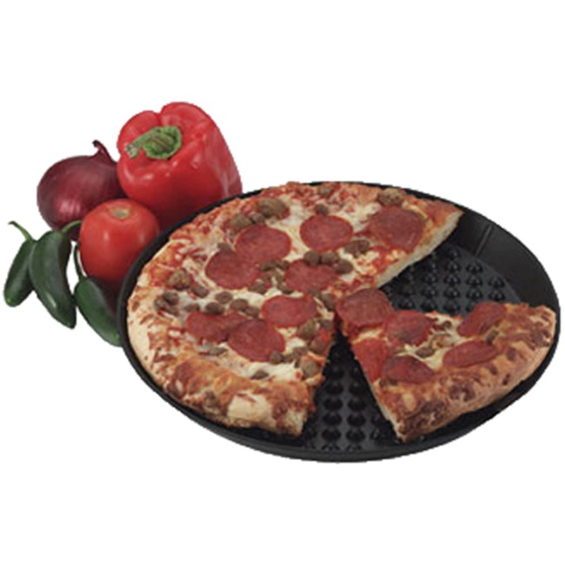HS Inc. HS1031-CH Polypropylene Pizza Pleezer / Pizza Tray 14" - Charcoal