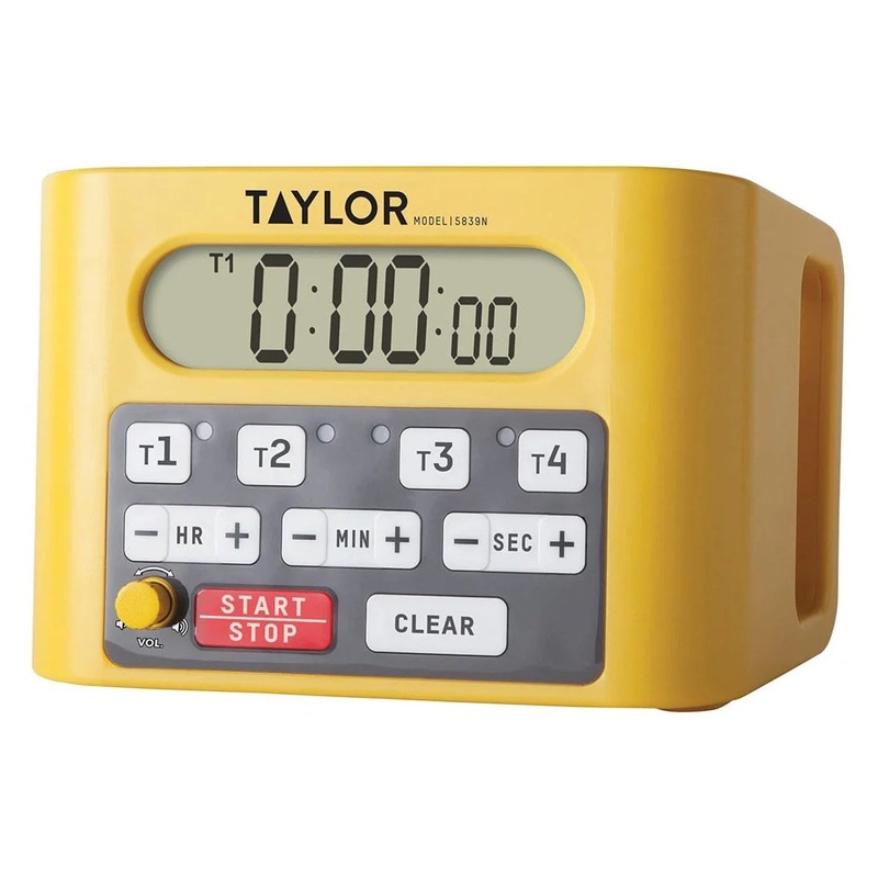 Taylor 5839N Yellow 10 Hour 4 Event Loud Digital Timer - 2/Case