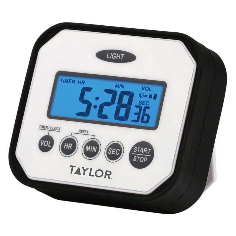 Taylor 5863 Black / White Water and Impact Resistant Digital Timer with Adjustable Volume Alarm - 6/Case