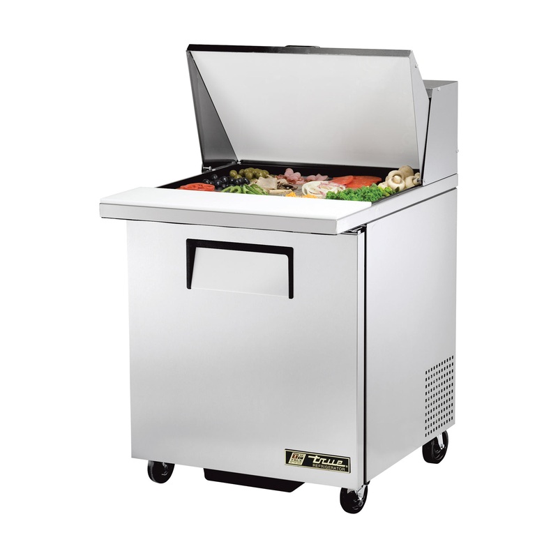 True TSSU-27-12M-C-HC 1-Section 1 Door Mega Top Refrigerated Salad/Sandwich Prep Table 27" - Holds (12) 1/6 Size Pans - 115v