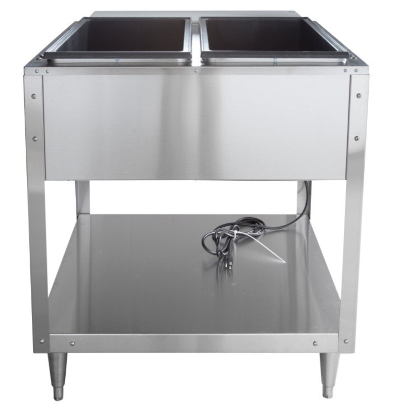 Vollrath 38002 ServeWell Electric 2-Well Hot Food Table with Plate Shelf & Cutting Board 46" - Sealed Well - 120v, 960W