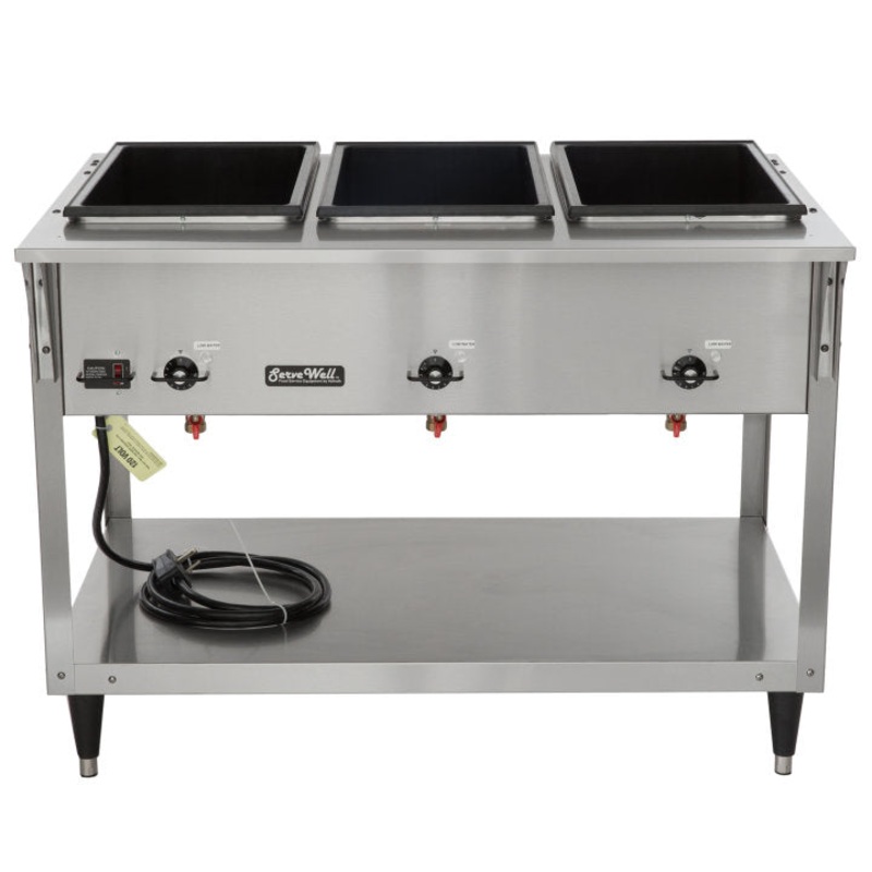 Vollrath 38213 ServeWell SL Electric 3-Well Hot Food Table 46" - Sealed Well - 120v, 2100W