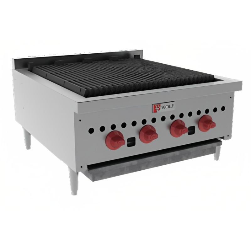 Wolf SCB25CN-1 Countertop Low Profile Radiant Gas Charbroiler w/ 4 Burners 26" NG - 58,000 BTU