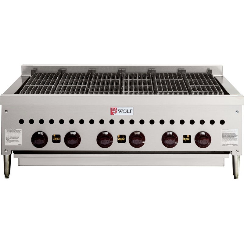 Wolf SCB36CN-1 - Countertop Low Profile Radiant Gas Charbroiler w/ 6 Burners 36" NG - 87,000 BTU