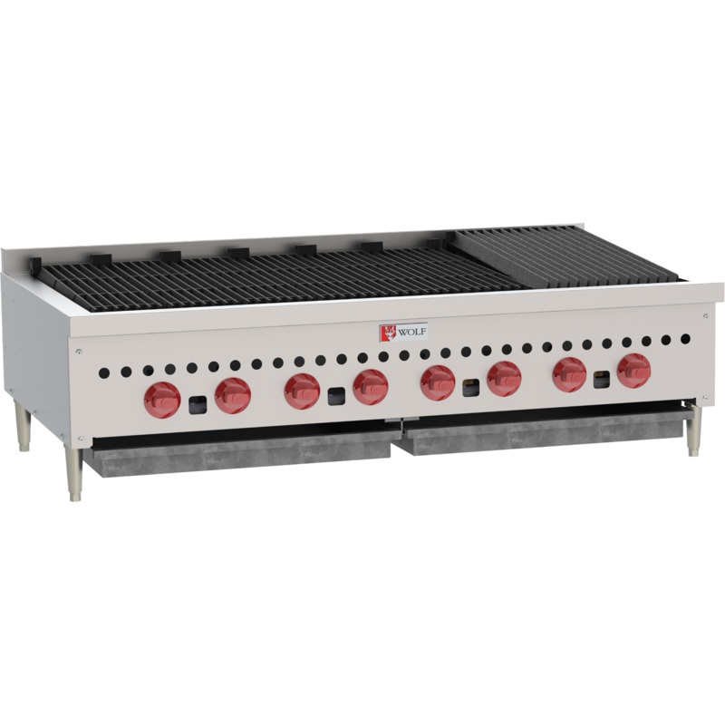 Wolf SCB47CN-1 - Countertop Low Profile Radiant Gas Charbroiler w/ 8 Burners 47" NG - 116,000 BTU